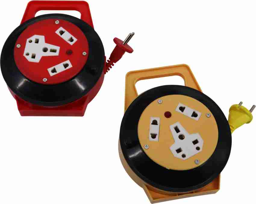 Marshaal Heavy Duty Extension Reel With Extension Wire & Plug Handle Held 3  Pin Extension Cord Surge Protector (4m Wire)-(Pack of 2)-Red & yellow 10 A  Three Pin Socket Price in India - Buy Marshaal Heavy Duty Extension Reel  With Extension Wire