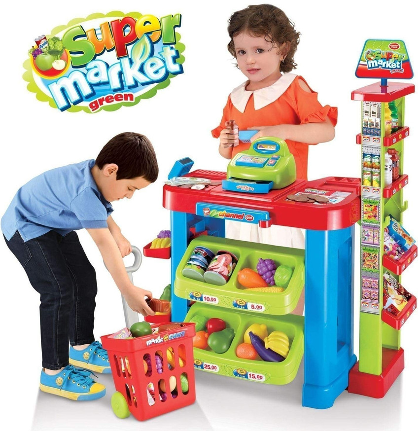 BARBIE Big Size Super market With Trolley Scanner Cash Register