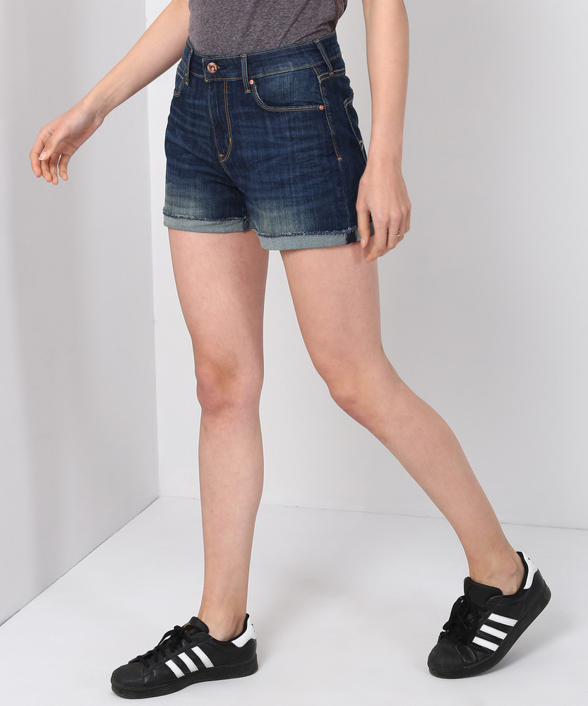 Denizen by Levi s Solid Women Reversible Blue Denim Shorts Buy