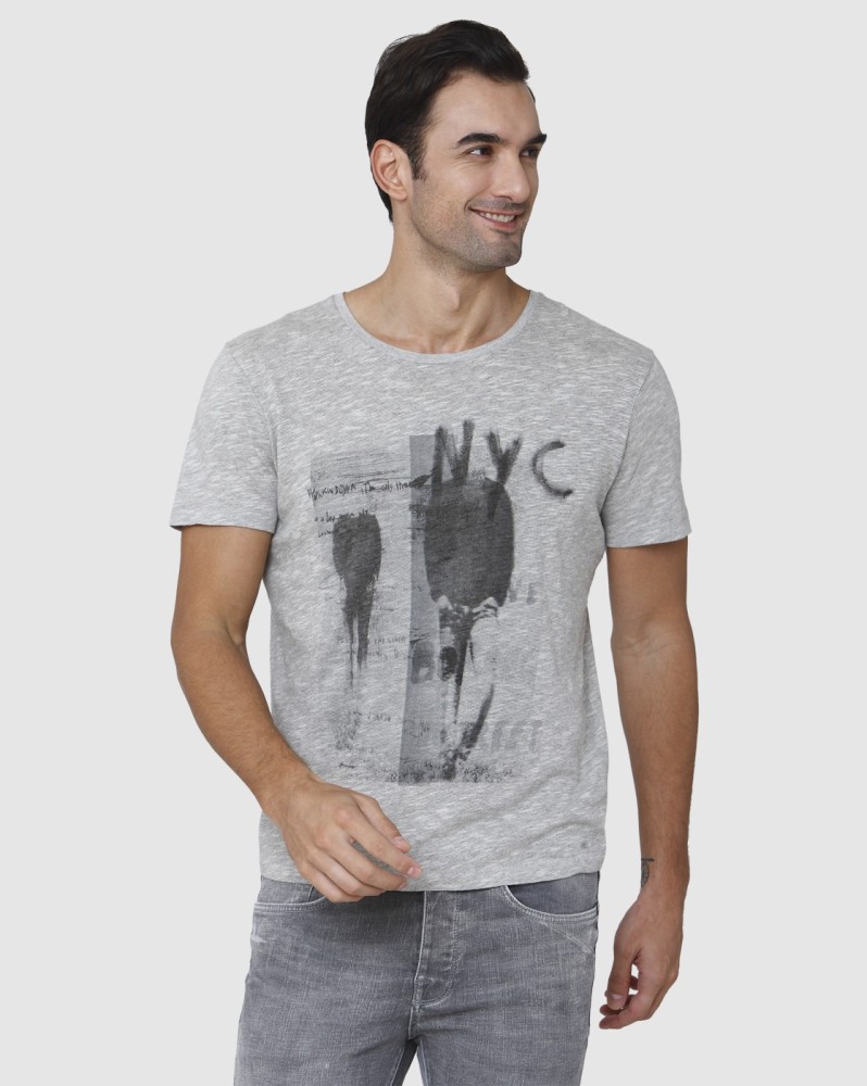 syv Presenter tegnebog Selected Printed Men Round Neck Grey T-Shirt - Buy Selected Printed Men  Round Neck Grey T-Shirt Online at Best Prices in India | Flipkart.com