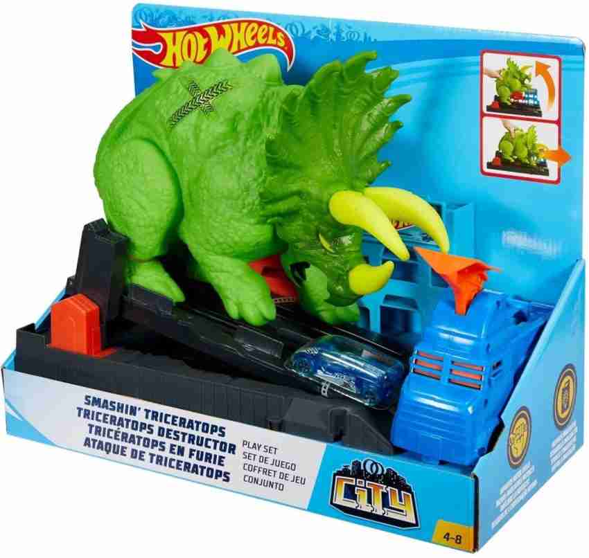 Hot Wheels Smashin' Triceratops Destructive Dino Playset