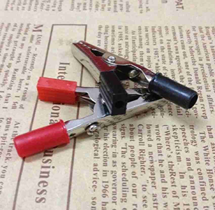 Alligator Clips, Crocodile Clips, 50-mm long, one pair (red & black) 