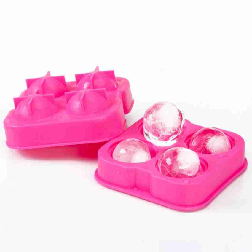 Sphere Ice Cube Trays with Lids & Bucket - Makes 66 Small Round Ice Cubes  for Freezer (2 Blue Trays)