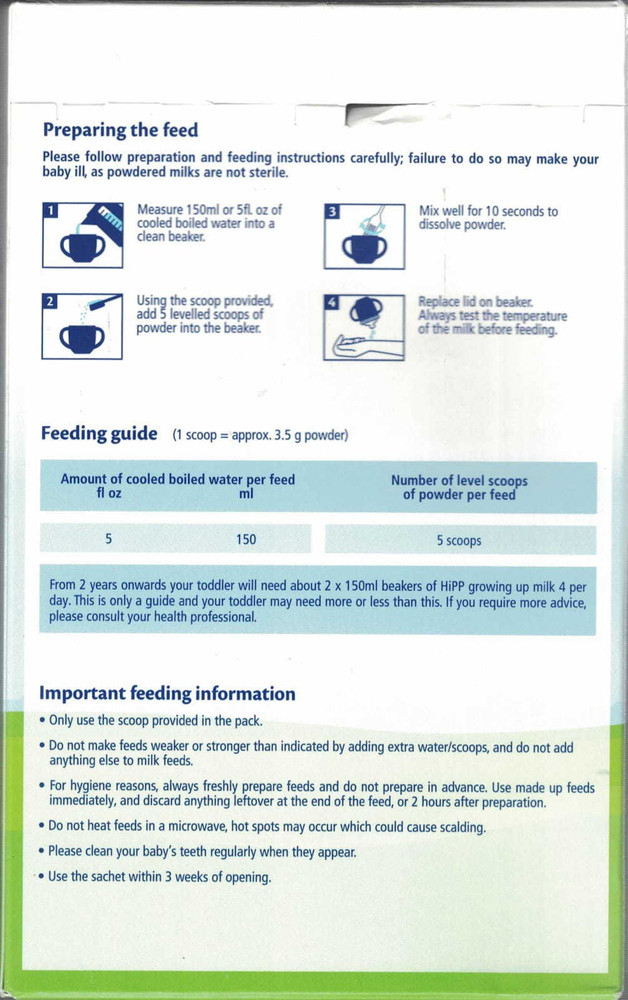 Hipp organic milk shop feeding guide