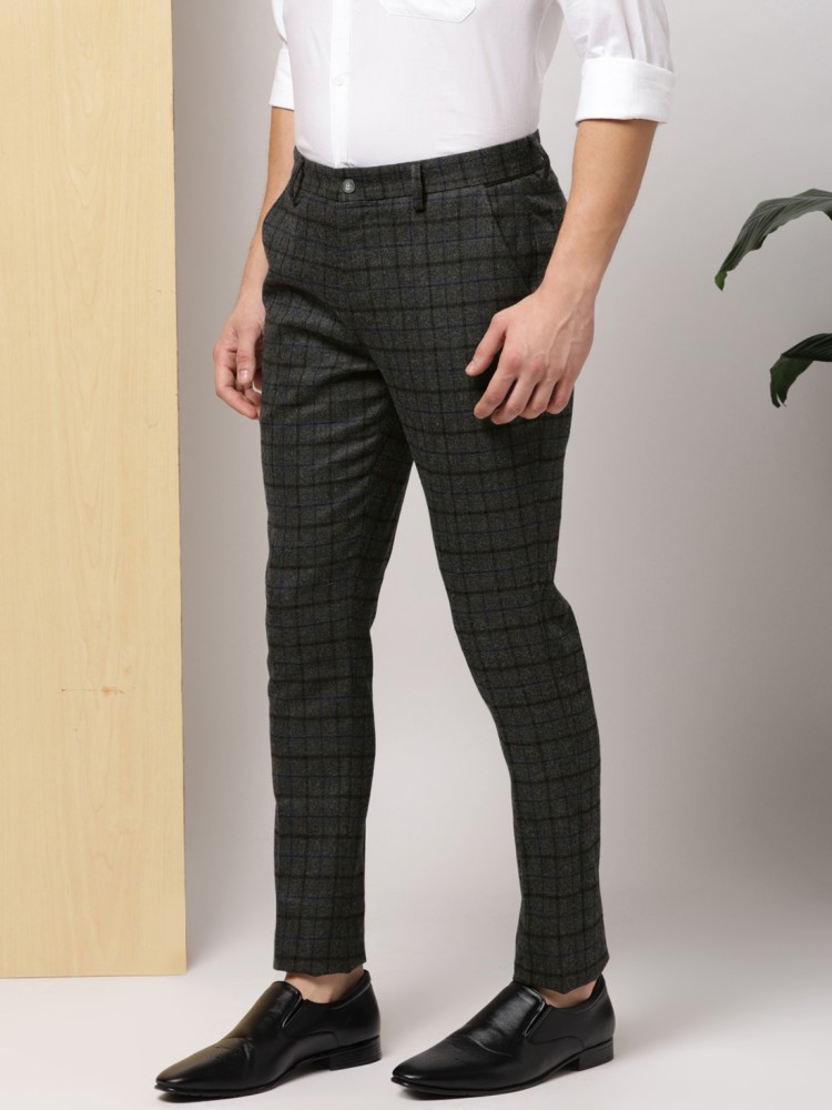 Buy INVICTUS Men Charcoal Grey Slim Fit Checked Regular Trousers  Trousers  for Men 2029939  Myntra  Price History