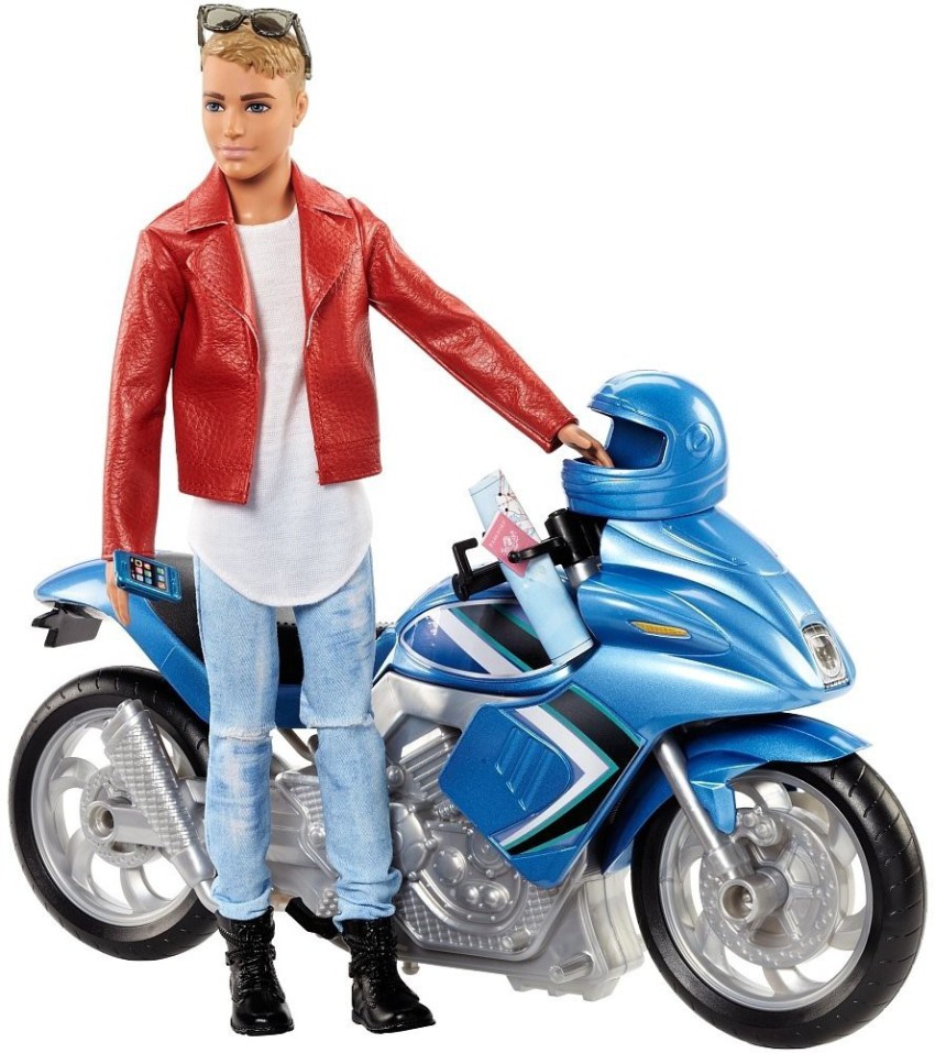 BARBIE Pink Passport Ken Doll With Motorcycle - Pink Passport Ken
