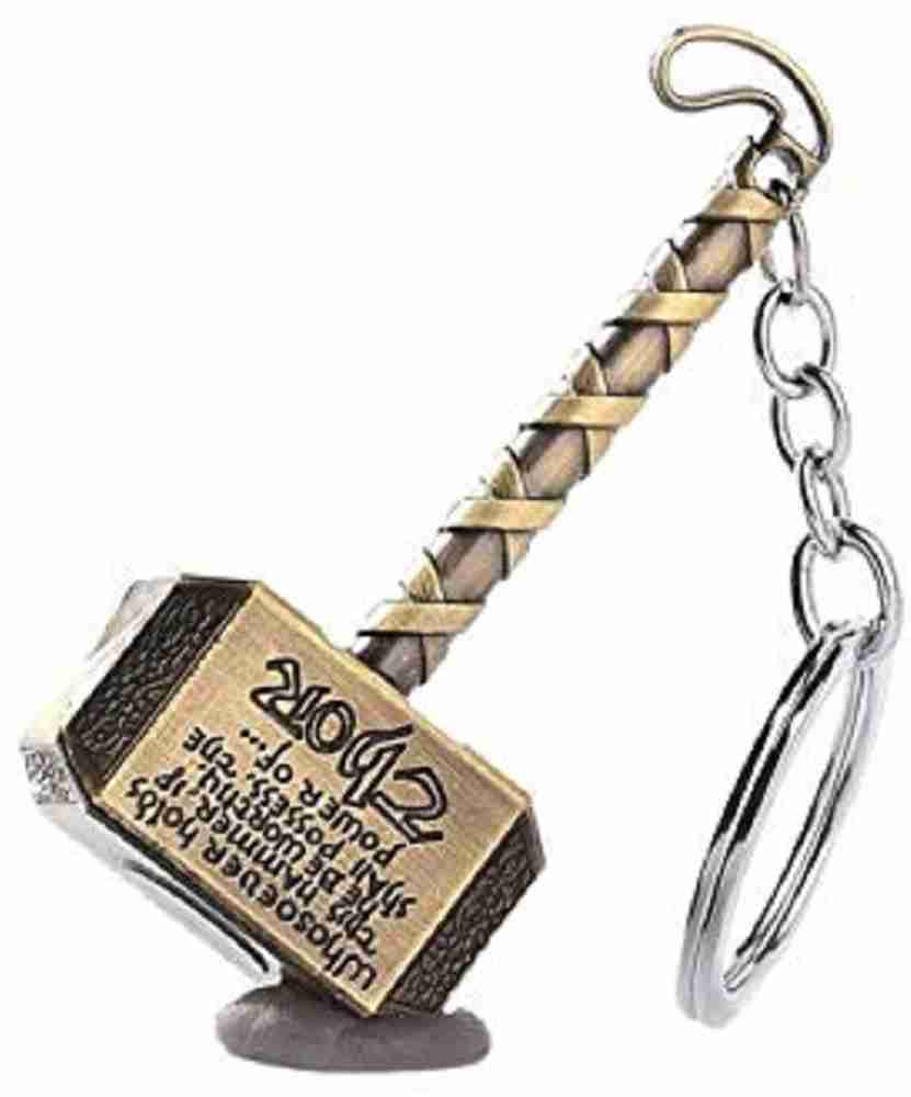 Falcon18 Thor Hammer Big Size Marvel Avengers Superhero Golden Colour Metal Keychain Keyring for Bikes Cars Bags Home Cycle Men Women Boys and Girls Key Chain Price in India Buy