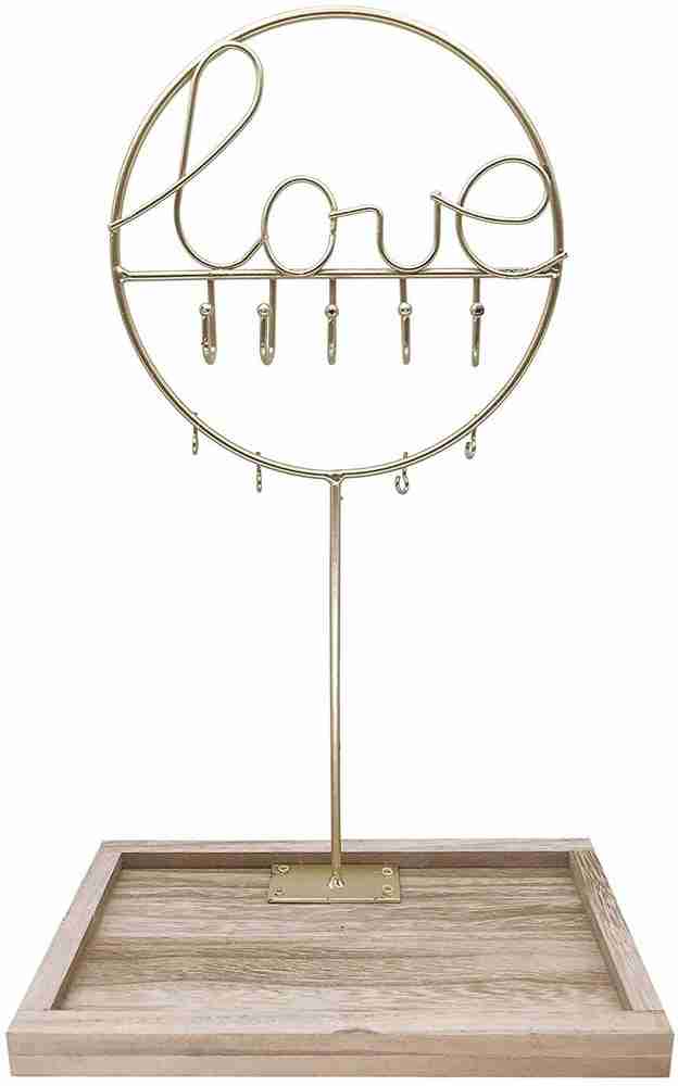 HOUSE OF QUIRK Metal and Wood Love Jewelry Display Stand Hanger