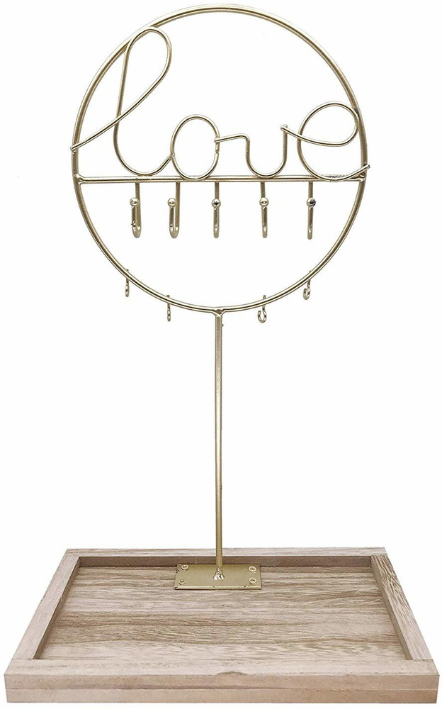 HOUSE OF QUIRK Metal and Wood Love Jewelry Display Stand Hanger
