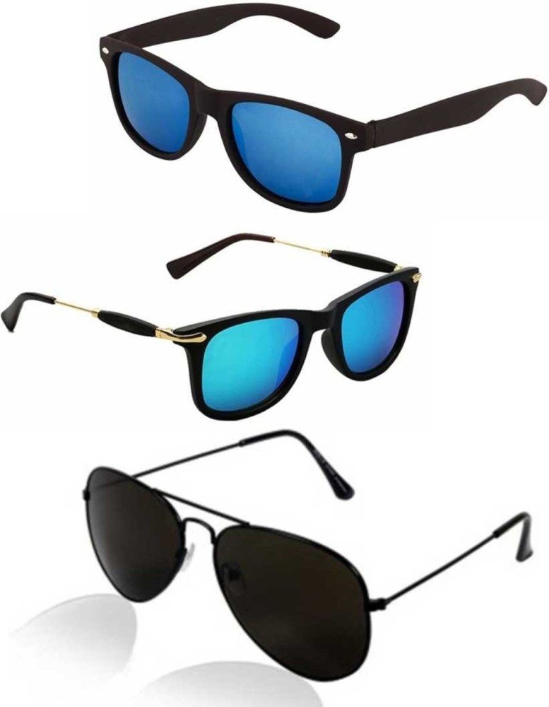 Buy SP Wayfarer Aviator Sunglasses Black Blue For Men Women Online Best Prices in India Flipkart