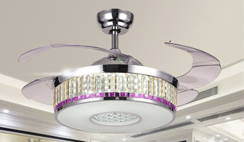Urbancart Crystal Ceiling Fan With Led
