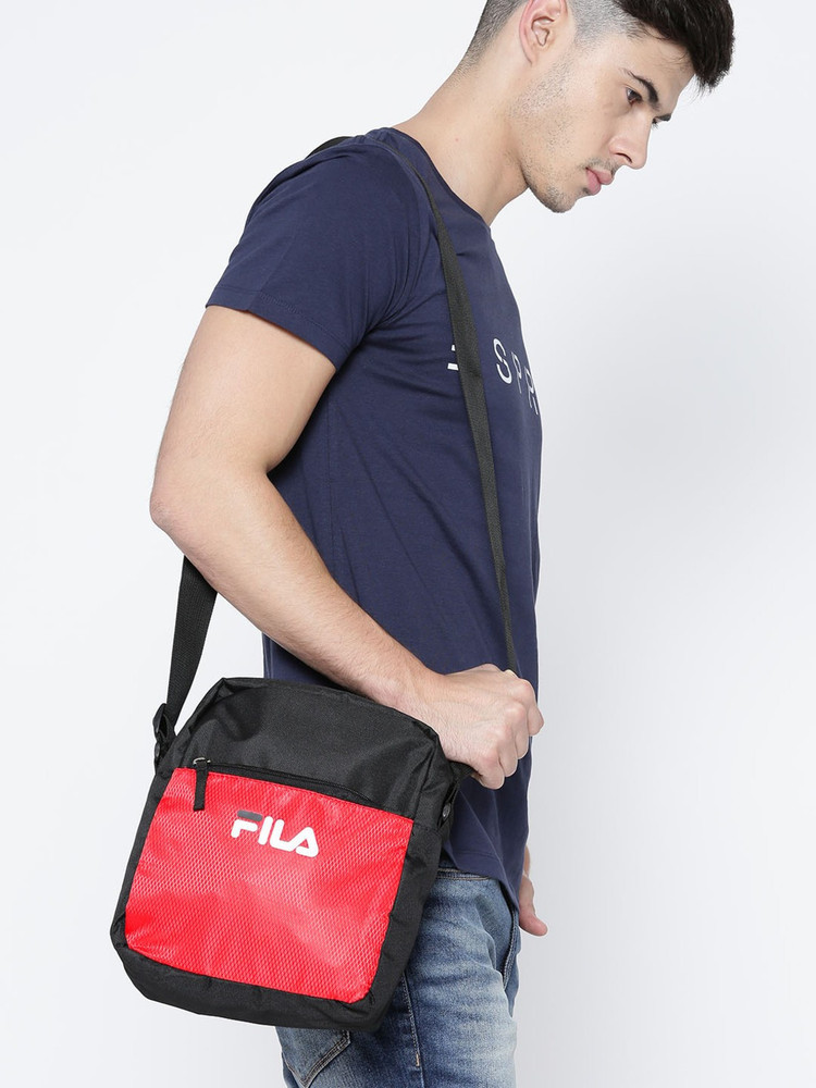 Buy FILA Men Women Black Pink Messenger Bag Red Black Online