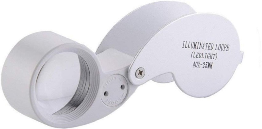 10x, LED Jewelers Loupe Large 25mm Doublet Lens & UV Light