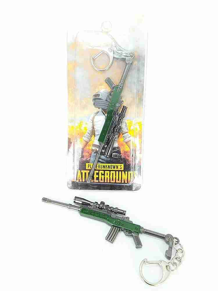 eDUST PUBG Mini 14 Cal Real 3D Metal Body Mini 14 Cal Gun 120mm Length Green Color Key Chain
