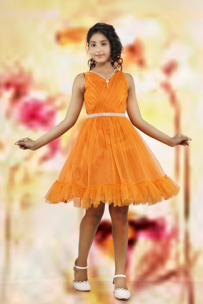 Orange colour party frocks best sale