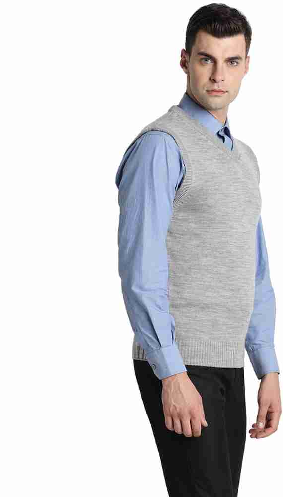 Knighthood Solid V neck Casual Men Grey Sweater Buy Knighthood