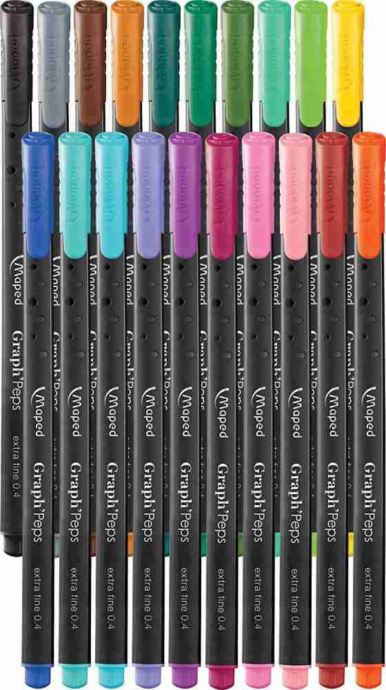 Maped Graph Peps Fine point 0.4mm Fineliners Set of 20 -  Fineliners 20 Assorted Colors Set Color: Multicolor Services