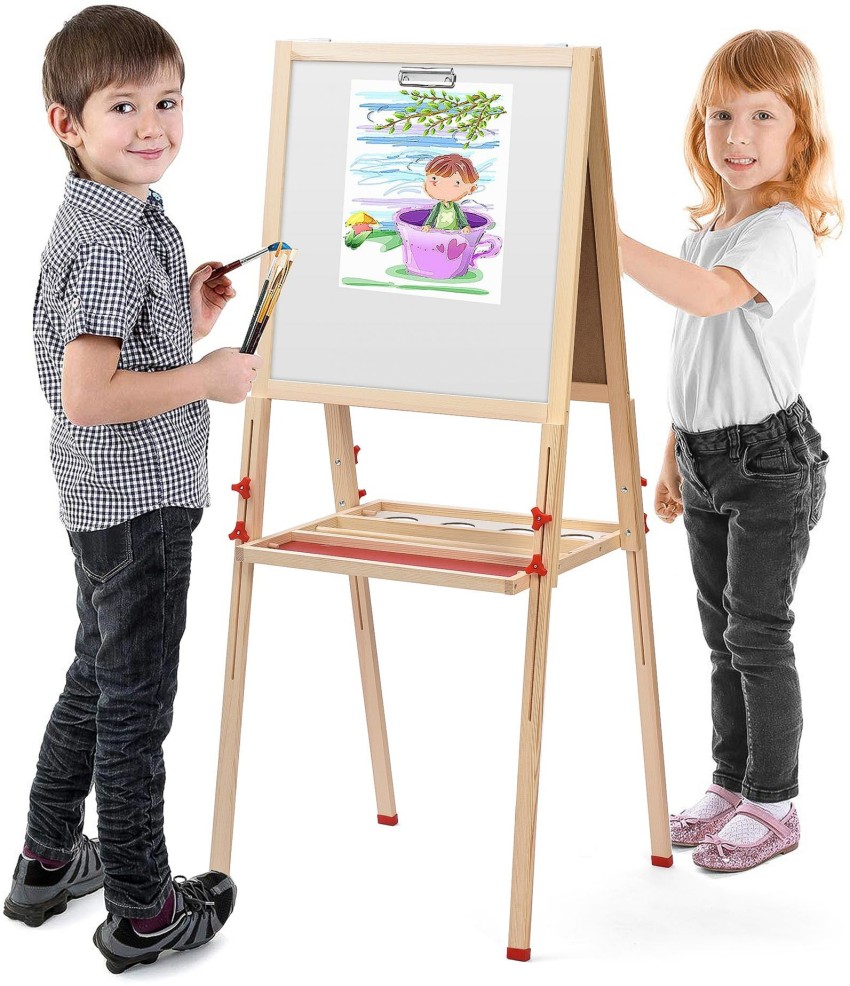 Art Easel for Kids - 100+ Accessories Double Sided Wooden Kids Easel  Drawing Boa