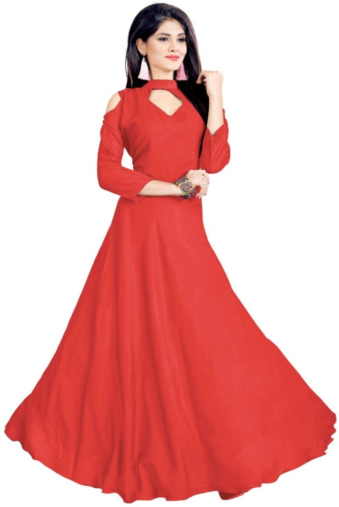 Red deals gown flipkart