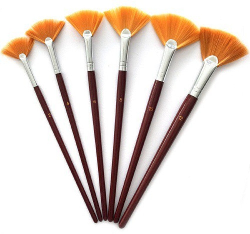 Artist Fan Paint Brushes Set,9 Pcs Professional Soft Anti-Shedding Fan Brush  for Acrylic Oil Watercolor Gouache Painting Kits with Long Handle Nylon  Hair 