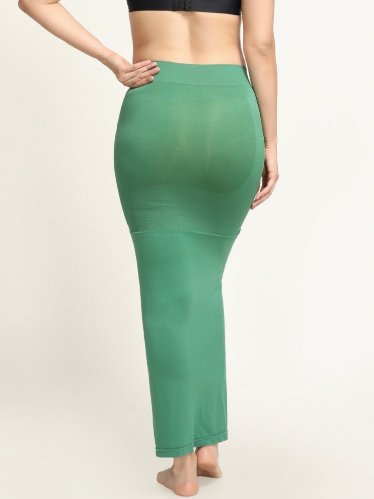 Buy Shayonam Women Light Green Lycra Solid Saree Shapewear (XS