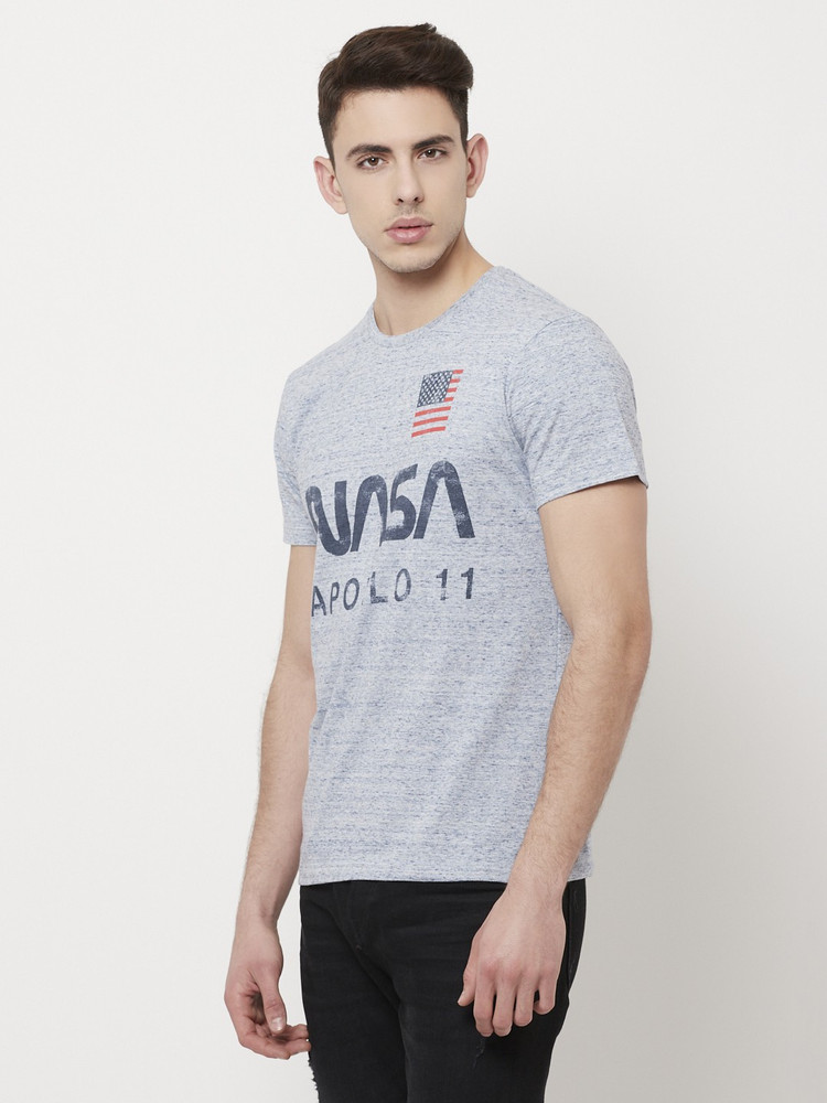 Nasa By Free Authority Printed Men Round Neck Grey T Shirt Buy