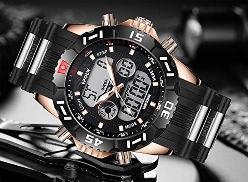 HPOLW Analog Digital Watch For Men Buy HPOLW Analog Digital Watch For Men Luxury Big Face Black Gold Multifunction Sports Silicon Analog Digital Men s Online at Best Prices in India Flipkart