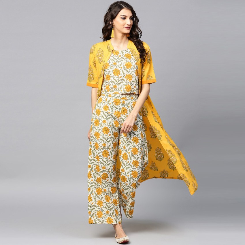 khushal womens cotton printed jacket kurta inner with palazzo pant set at  Best Price  1299 with many options Only in India at MartAvenuecom  Mart  Avenue  MartAvenue