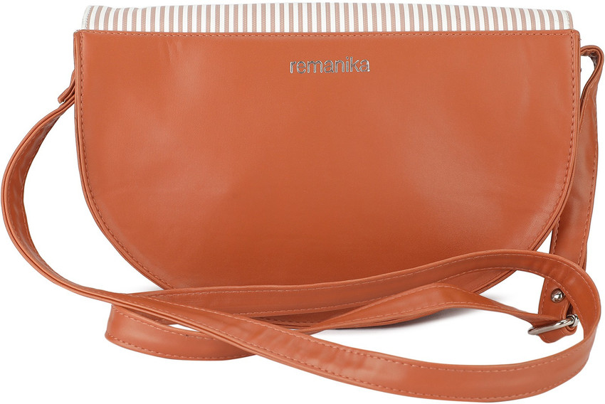 remanika Tan Beige Sling Bag Beige Stripes Stylish Sling Bag Beige Price in India Flipkart