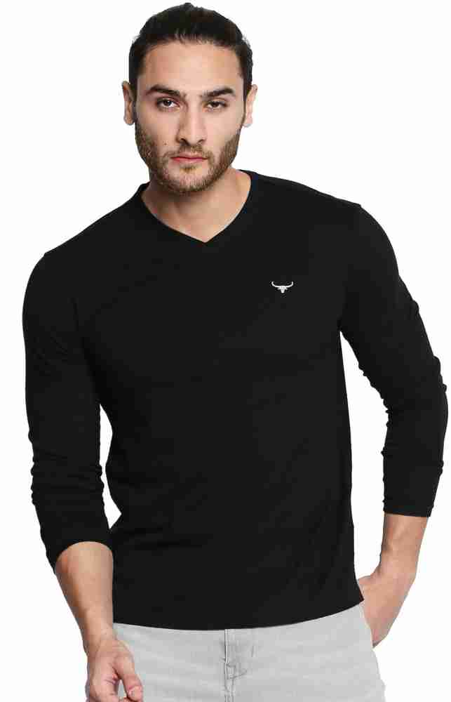 FBB - BUFFALO Solid Men V Neck Black T-Shirt - Buy FBB - BUFFALO Solid Men Neck Black T-Shirt Online at Best Prices in India | Flipkart.com