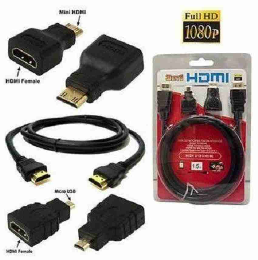 TECHGEAR TV out Cable High Speed HDTV 3in1 HDMI To Mini Micro HDMI