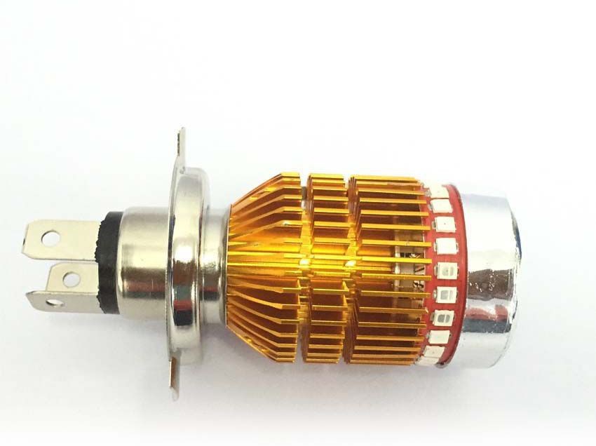 HJG ORIGINAL LED Headlight Bulb H4 50W For All Motorcycles (Low and High  Beam Bulbs (White) AC/DC 50Watt 3 Side Chip) - Type H4