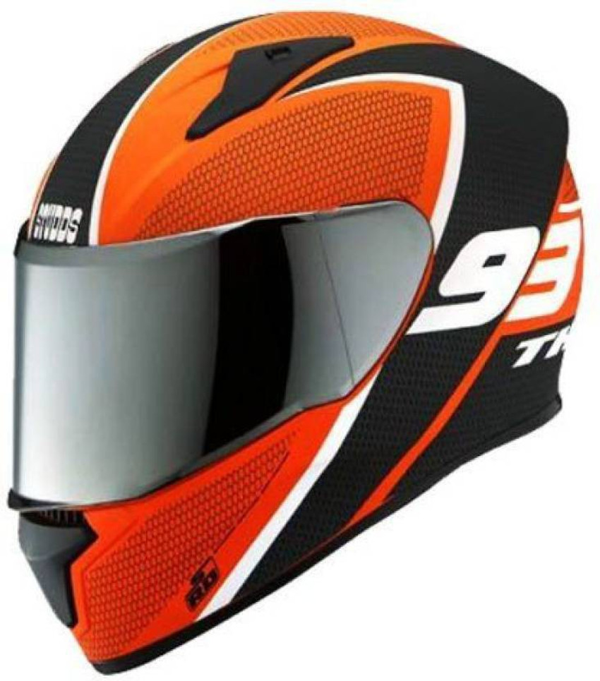 STUDDS Thunder D3 Matt Orange N6 White Motorsports Helmet Buy