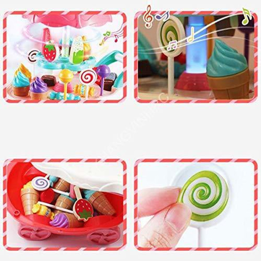 TradVision 30pcs Mini Sweet Cart Pretend Play Ice Cream Sweet Shop
