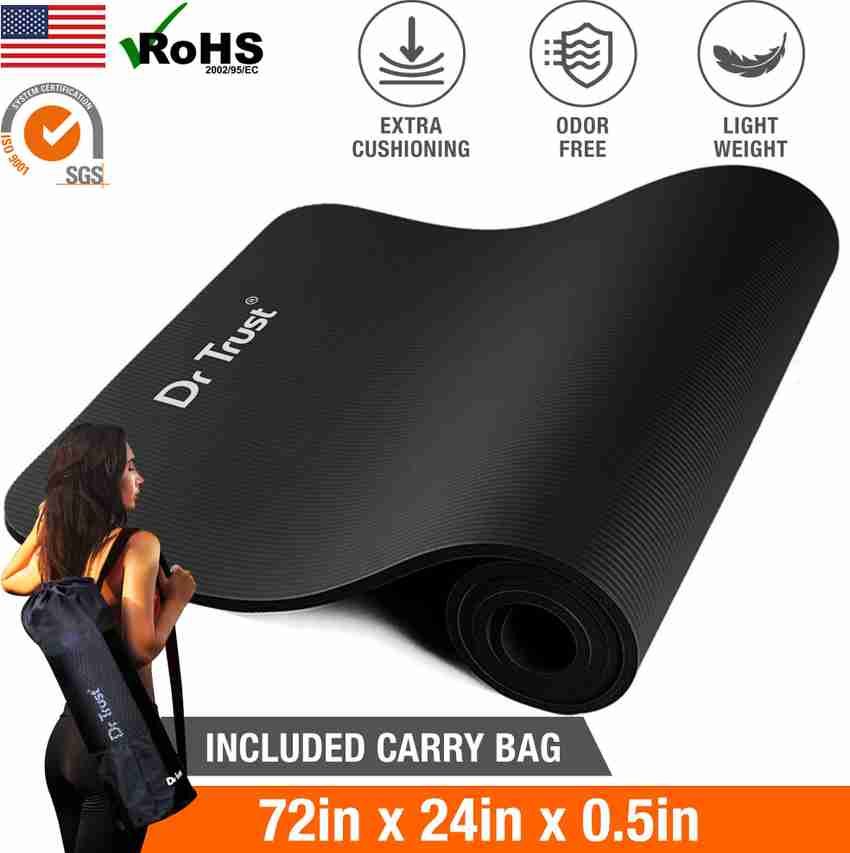 Buy Dr. Trust USA NonSlip AntiTear NBR Fitness mats For Men Women With Carrying Cover Bag Black 12 mm Yoga Mat Online at Best Prices in India Sports Fitness Flipkart
