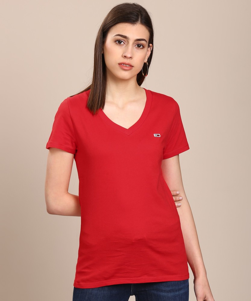 Tommy hilfiger red on sale t shirt womens