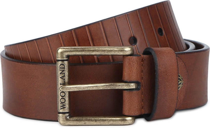 WOODLAND Leather Belt with Buckle Closure For Men (Tan, 36)