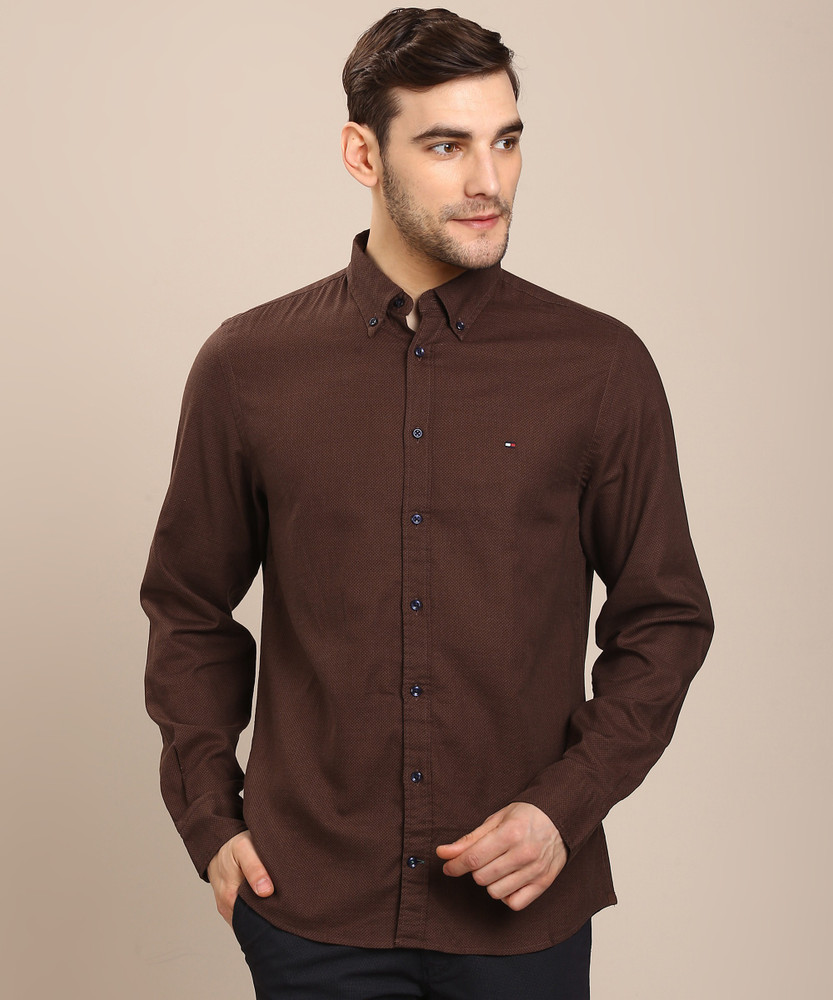 TOMMY HILFIGER Men Printed Casual Brown Shirt - Buy TOMMY HILFIGER Men  Printed Casual Brown Shirt Online at Best Prices in India | Flipkart.com