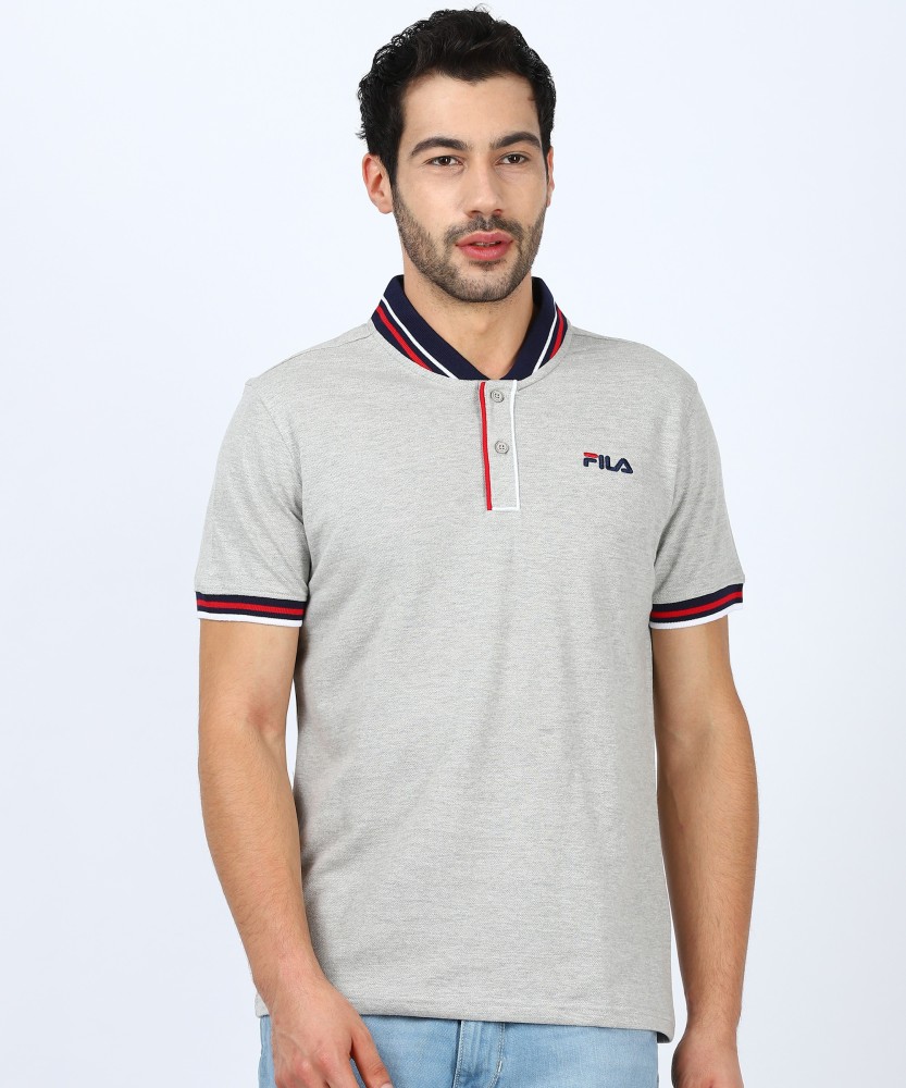 FILA Striped Men Mandarin Collar Grey T Shirt Buy FILA Striped Men Mandarin Collar Grey T Shirt Online at Best Prices in India Flipkart