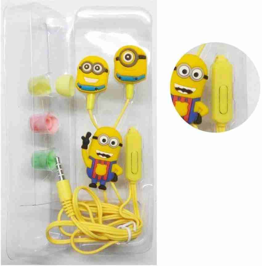 EWELL Yellow Minion Style Cartoon Earphones with Extra Earbuds