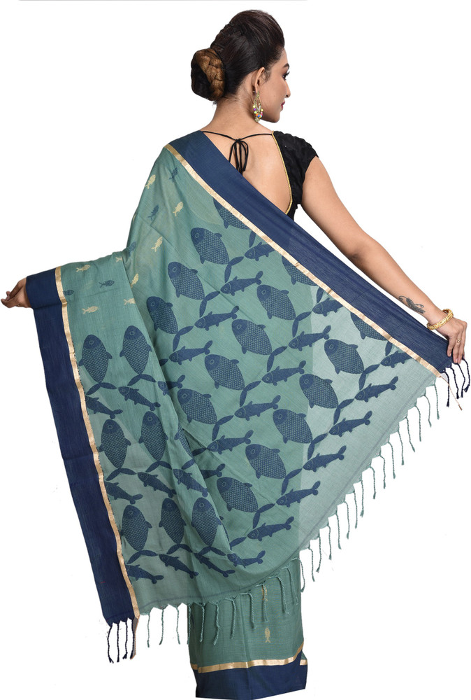 Buy Core Kraft Woven Daily Wear Cotton Blend Green Sarees Online Best Price In India Flipkart