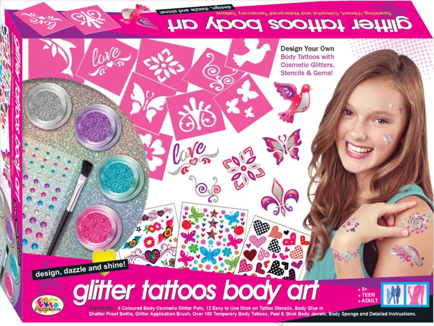 Glimmer Body Art Princess  Hearts Professional Glitter Tattoo Kit   Amazonca Beauty  Personal Care