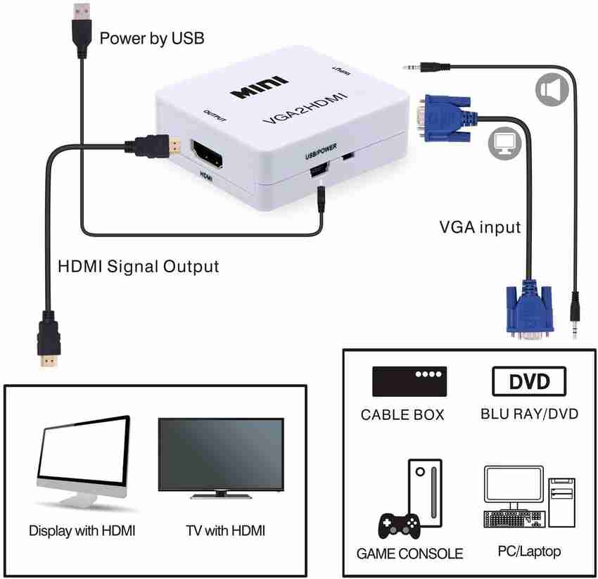 TrustEdge TV out Cable VGA2HDMI MINI HD Video Converter TrustEdge Flipkart