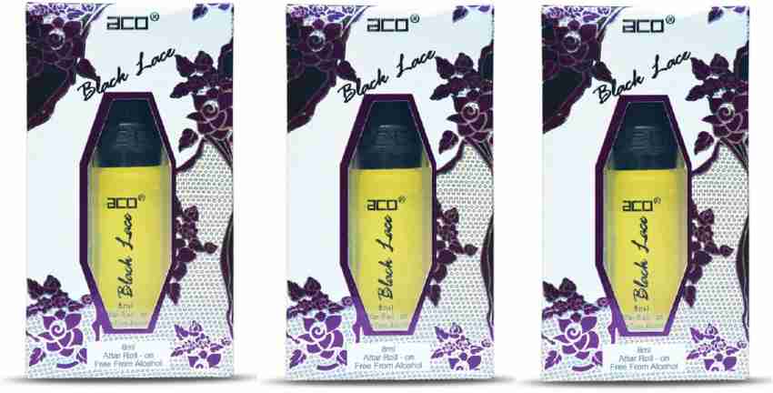 aco Black Lace Alcohol Free Attar Roll On 8ml Each Pack of 3