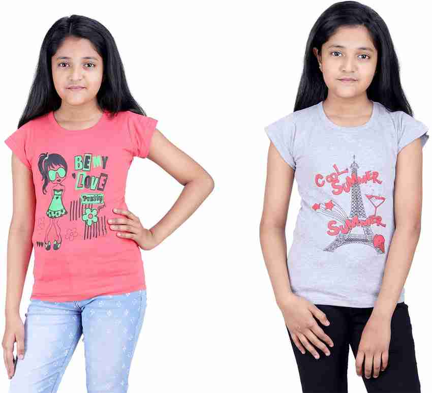 Flipkart Online Shopping Mall Girls Printed Cotton Blend T