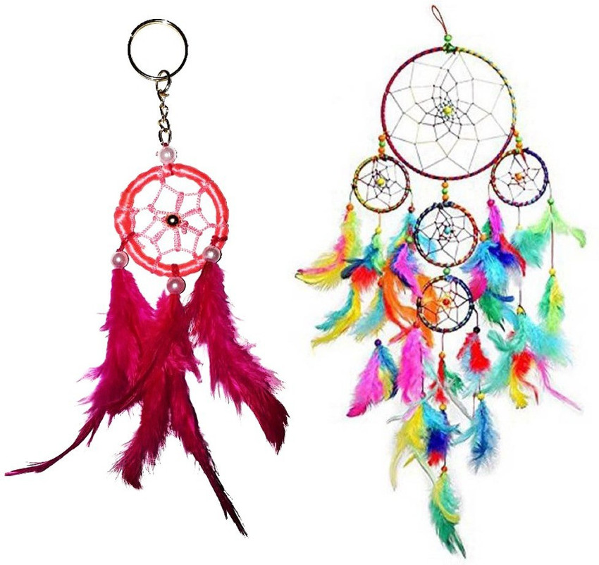 Vyne Pack of 2 Magenta Color Dream Catcher Key Chain 5 Ring