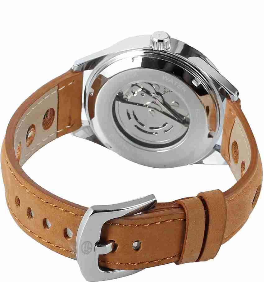 Forsining Transparent Automatic Mechanical Wristwatch Men Leather