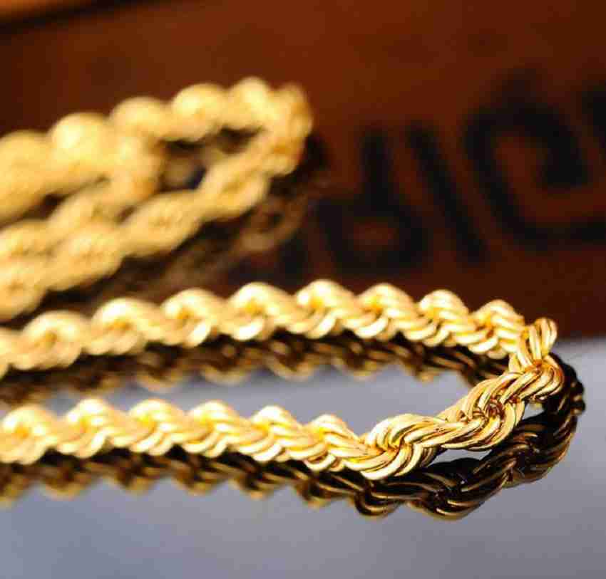 Silverish Gold Rope Chain Best Quality Chain For Girls And Boys 3 Mm Gold-plated Plated Metal Chain