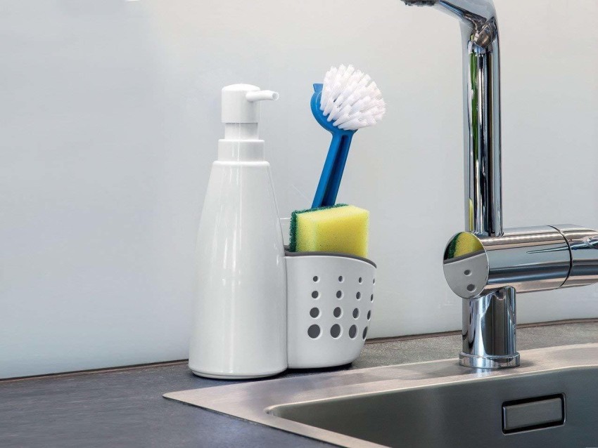 Soap Dispenser And Scrubber Holder, Multifunctional Dishwasher