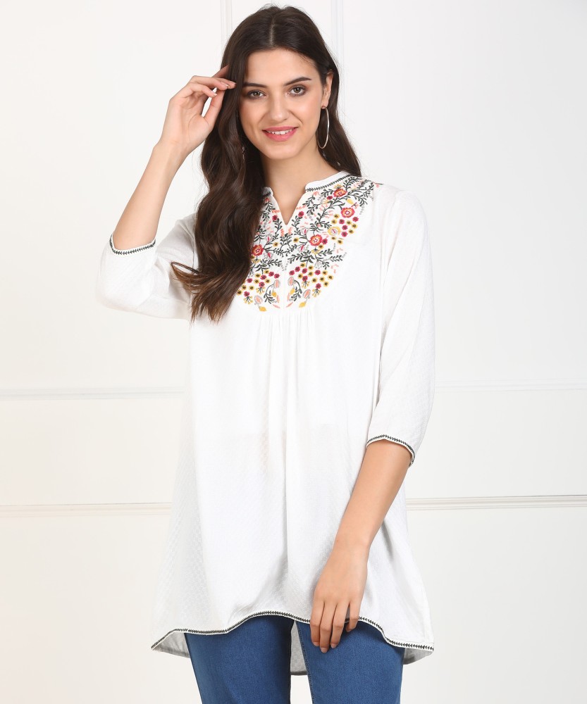 PEOPLE Casual Regular Sleeve Embroidered Women White Top Buy PEOPLE Casual Regular Sleeve Embroidered Women White Top Online at Best Prices in India Flipkart